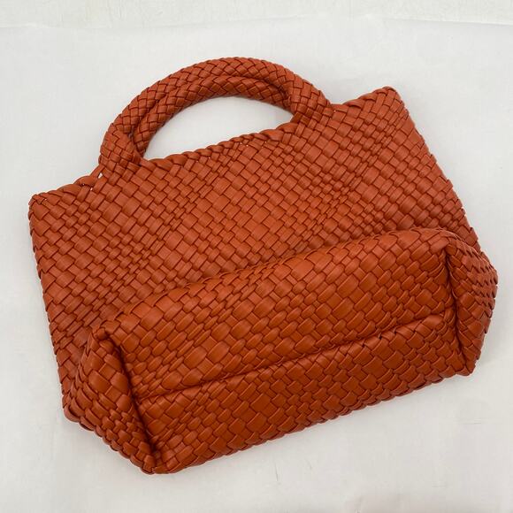 Anthropologie orange Woven Faux Leather Tote - Picture 3 of 7